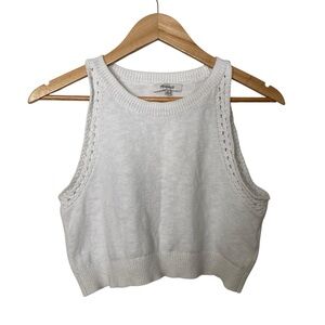 Madewell 100% Cotton Cropped Crochet Trim Knit Tank